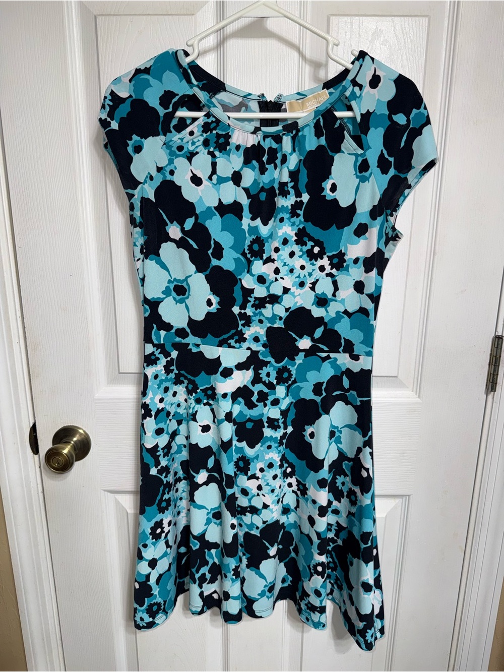 Michael Kors Teal and Navy Floral Mini Dress